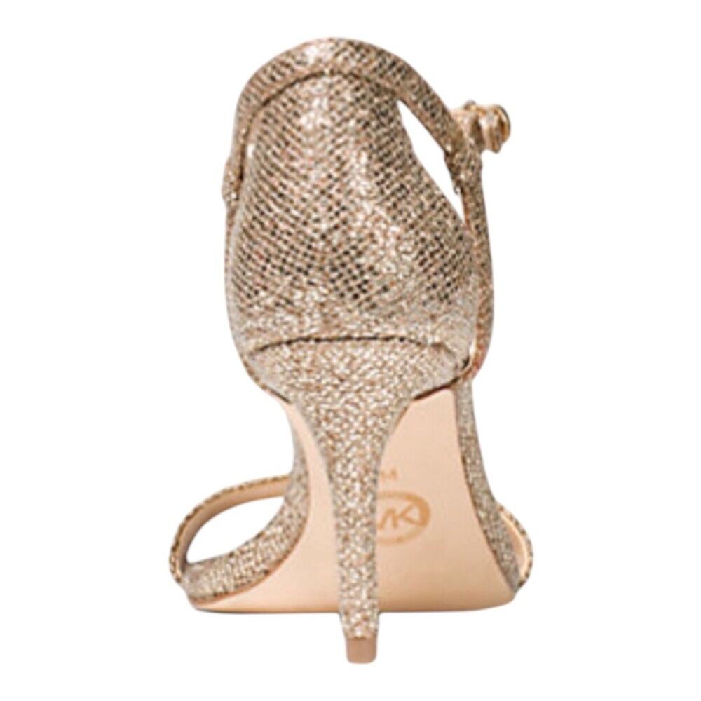 MICHAEL Michael Kors Simone Glitter Mesh Heeled Sandals Gold 9 EUC - Picture 4 of 13